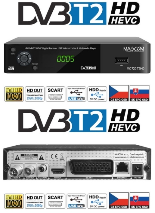 MC720T2 HD Pøijímaè DVB-T2 HEVC další informace
